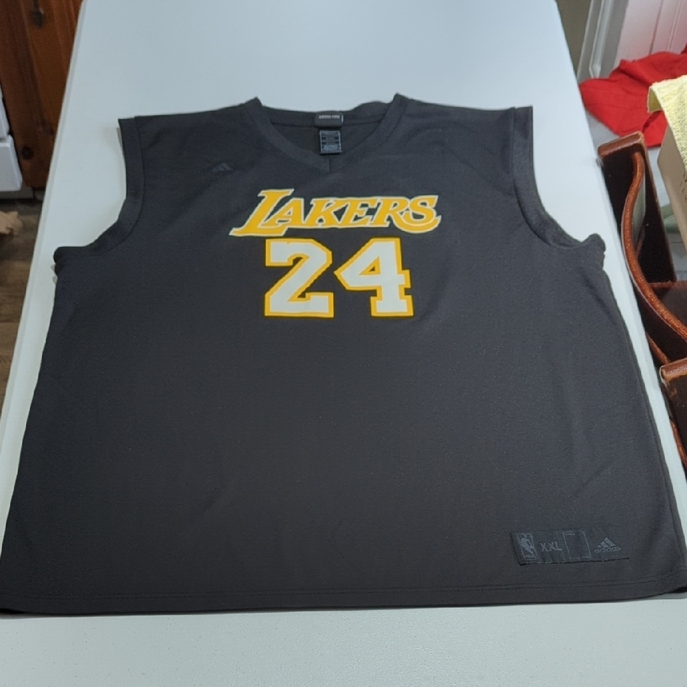 Adidas Kobe Black and Yellow Lakers Jersey BLACK MAMBA!!24 Amazing!!!